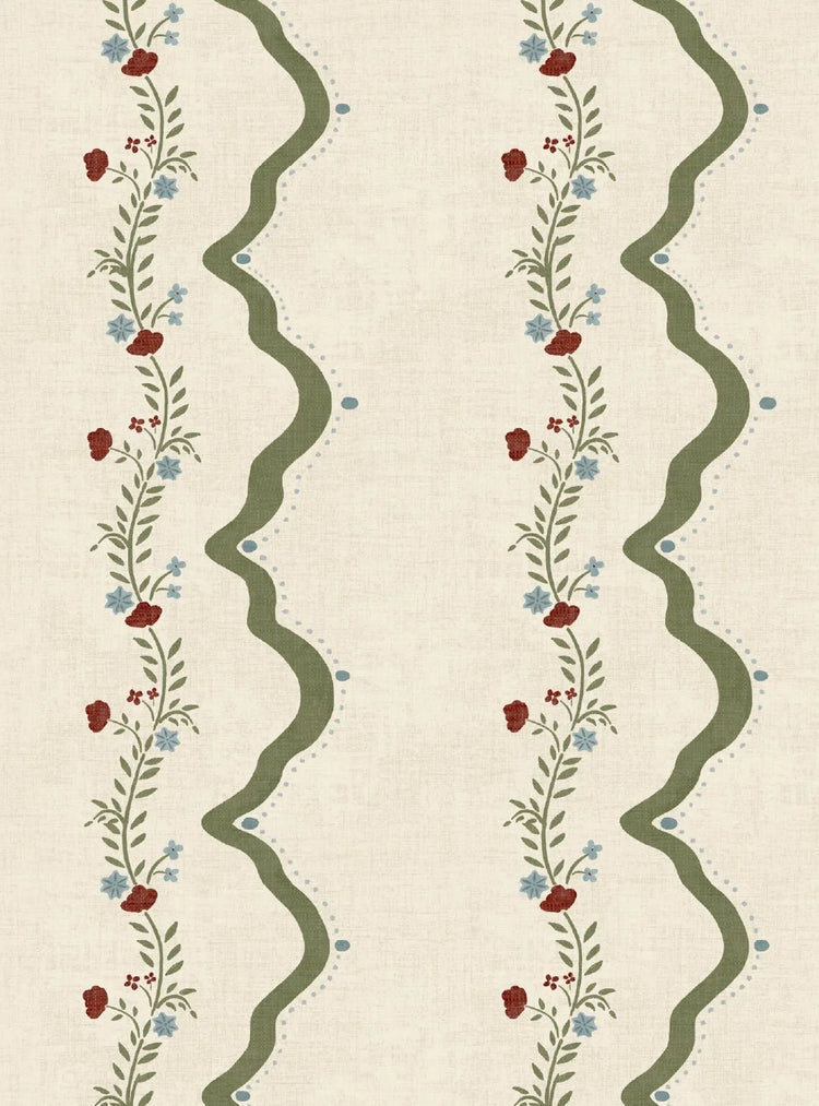 Rosie Posie Deep Sage & Beige Wallpaper