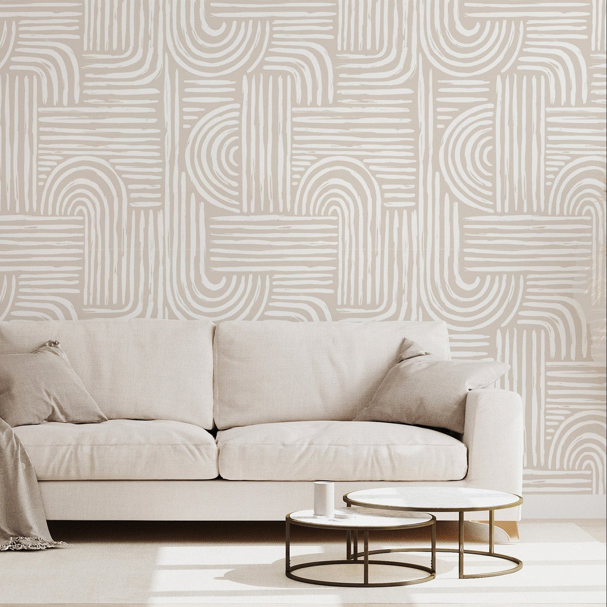 Constance - Beige & White Abstract Wallpaper