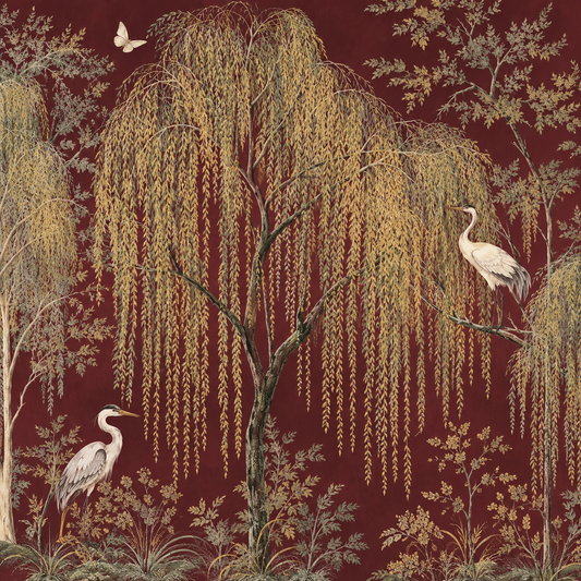 Customized Mural Featuring Chinese Style Willow Tree Wallpaper