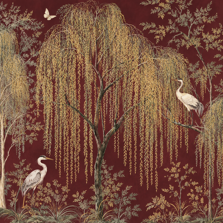 Customized Mural Featuring Chinese Style Willow Tree Wallpaper