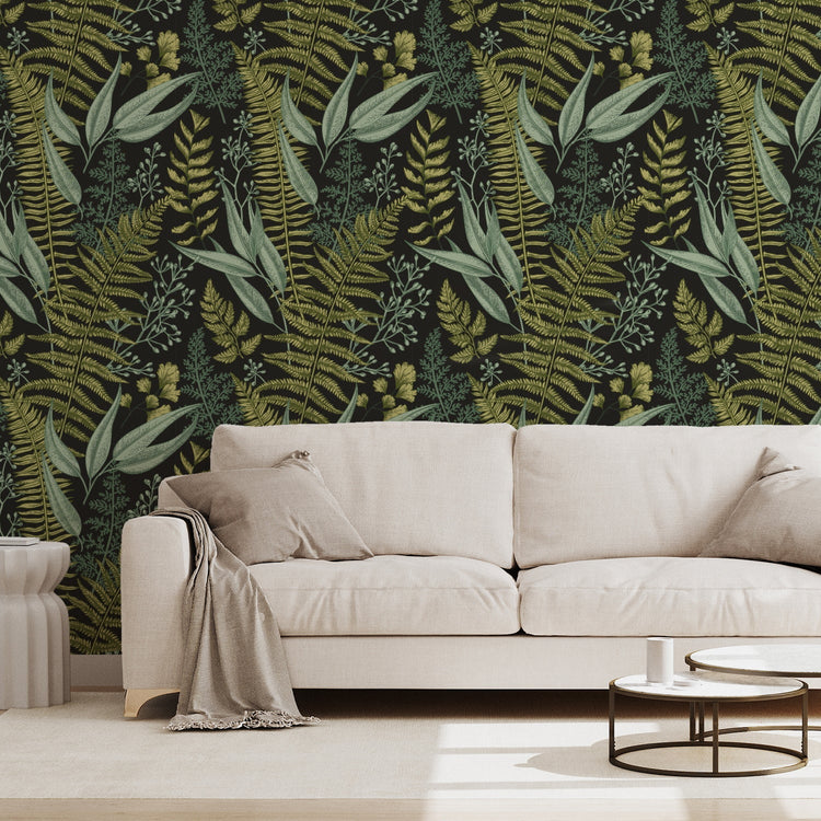 Kimberly - Vintage Green Leaves Wallpaper