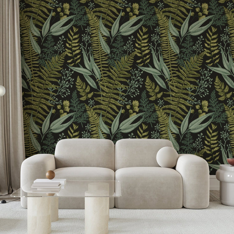 Kimberly - Vintage Green Leaves Wallpaper