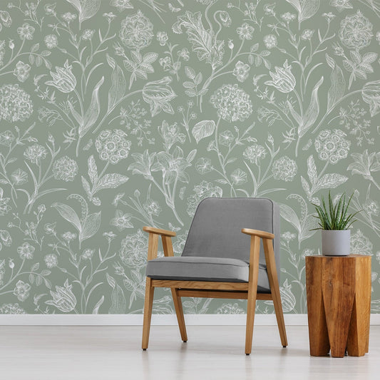 Priscilla - Botanical Floral Plants Wallpaper