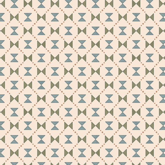 Bow Tie Quilt Wallpaper - Blue and Green