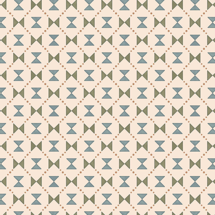 Bow Tie Quilt Wallpaper - Blue and Green