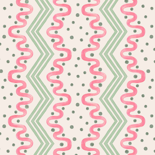 Madame Ziggle Wallpaper -Pink and Green